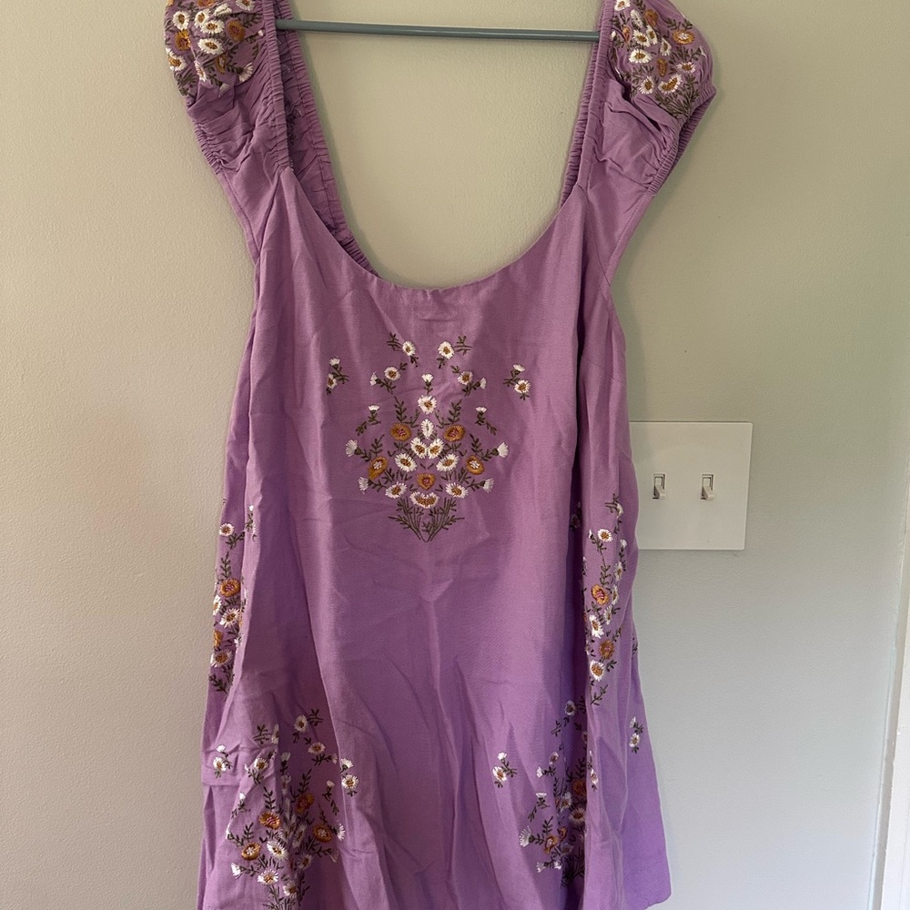 Free People Wildflower Embroidered Mini Dress